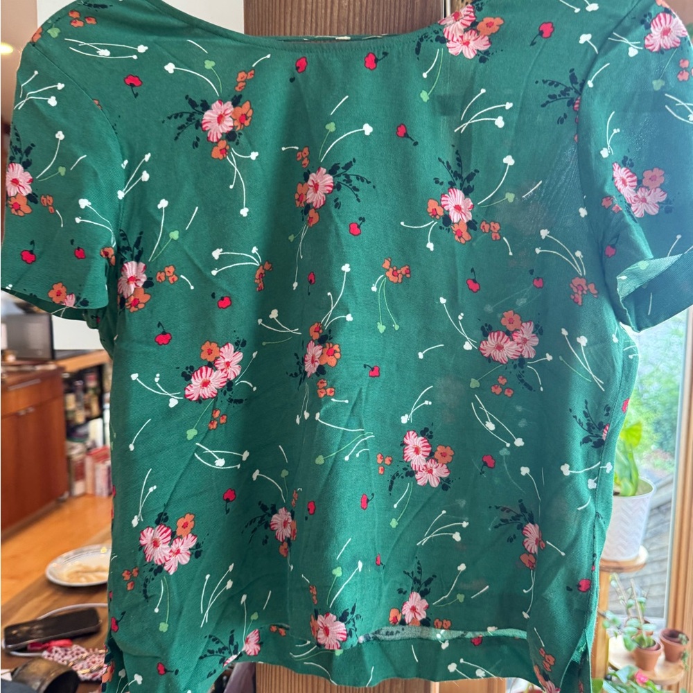 & Other Stories Emerald Floral Short Sleeve Tee